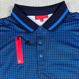 NEW REDVANLY Mens XL Marine Norvins Geometric Golf Polo Shirt R2501